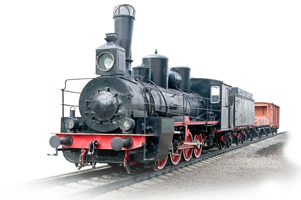 Locomotive à vapeur avec wagon — Photo