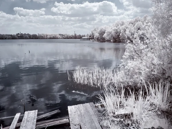 Pobřeží bílého jezera — Stock fotografie