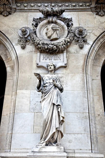 Paris. Sculptures and high reliefs on the facade of Opera Garnie — Stock Image Paris. Sculptures and high reliefs on the facade of Opera Garnie Royalty Free Stock Photos