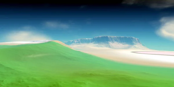 Fantezi Uzaylı Gezegeni Dağ Illüstrasyon — Stok fotoğraf