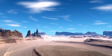 Fantezi uzaylı gezegeni. Dağ. 3B illüstrasyon