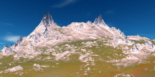 Fantasy alien planet. Mountain. 3D illustration