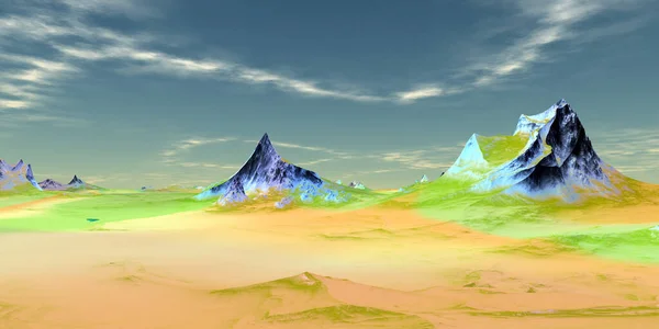 Fantasy Buitenaardse Planeet Berg Illustratie — Stockfoto