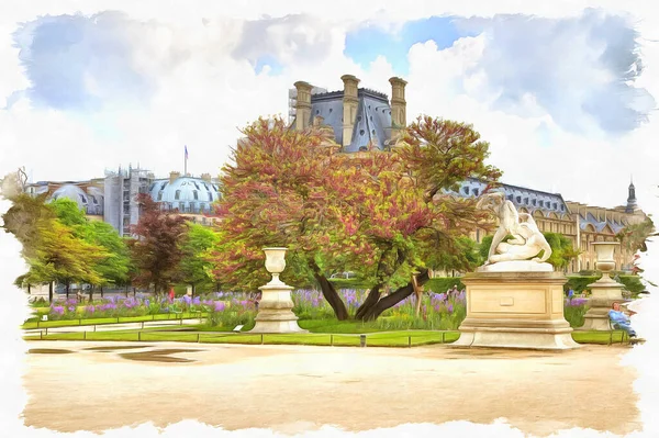 Tuileries Gardens Part Palace Park Complex Historic Center City Paris — 图库照片