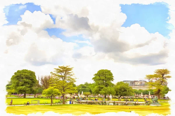 Tuileries Bahçeleri Paris Tarihi Merkezindeki Sarayın Park Kompleksinin Bir Parçası — Stok fotoğraf