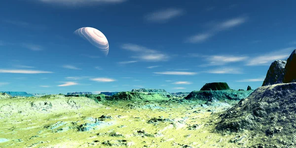 Фантазія Інопланетної Планети Гора Ілюстрація — стокове фото