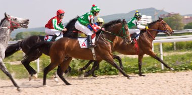 Pyatigorsk 'taki hipodromda at yarışı.