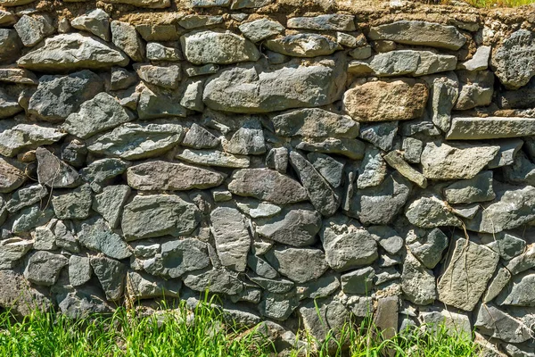Background Ancient Stacked Stone Wall Grey Color Armenia — Fotografia de Stock