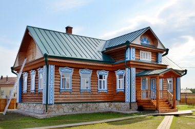 geleneksel Rus kırsal ahşap ev