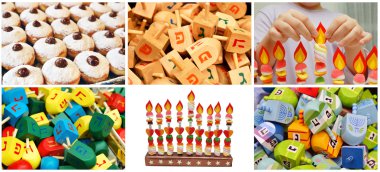 Hanukkah jewish collage made from six images clipart