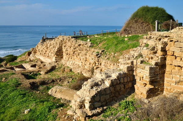 Ruinerna av korsfararna fästning apollonia i israel Royaltyfria Stockfoton