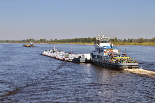 Barges on a river Volga Royalty Free Stock Images