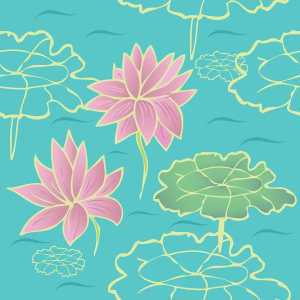 Lotus sorunsuz doku, stil kroki — Stok Vektör