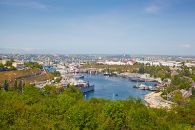sevastopol, güneye Körfez kuşbakışı Panoraması. Ukrayna, cr