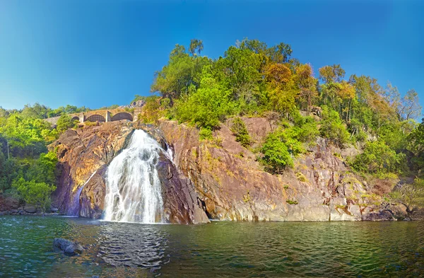 Dudhsagar cae. Santuario de Vida Silvestre Bhagwan Mahavir, GOA, India — Foto de Stock