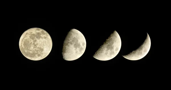 Phase lunaire. Lune qui s'épilait. Ensemble de quatre images . — Photo
