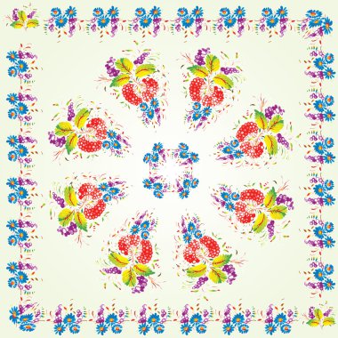 çiçek desenli halk tarzında (petrykivsky boyama, Ukrayna), ep