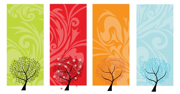 dört mevsim afiş ağaç