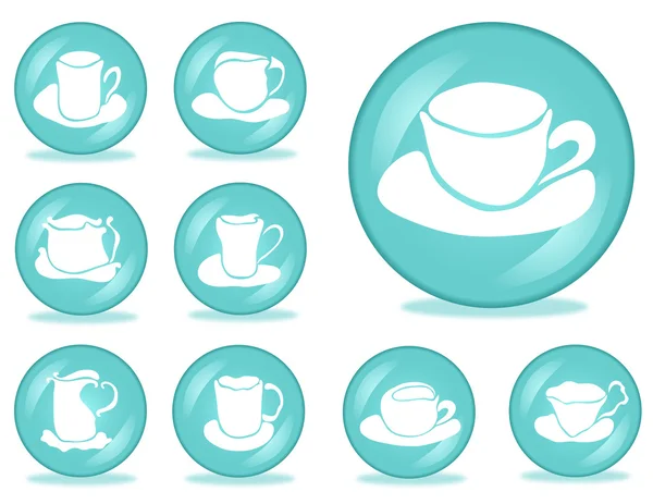 Set of 9 coffee buttons — Stock Vector