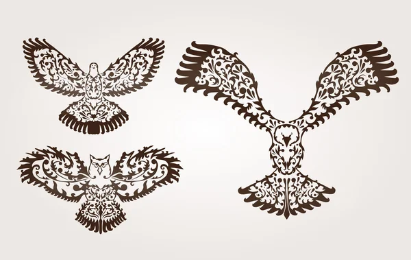 Set uccelli decorativi — Vettoriale Stock