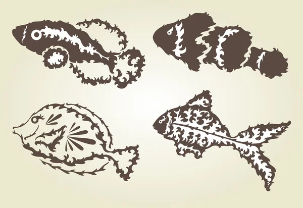 Conjunto de peces decorativos — Vector de stock