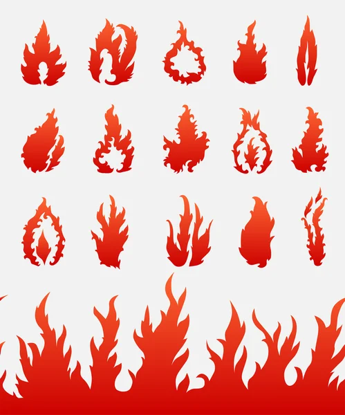 Fuego decorativo conjunto de llamas — Vector de stock