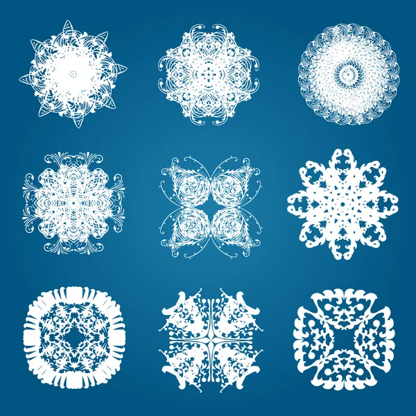 Set de 9 copos de nieve — Vector de stock