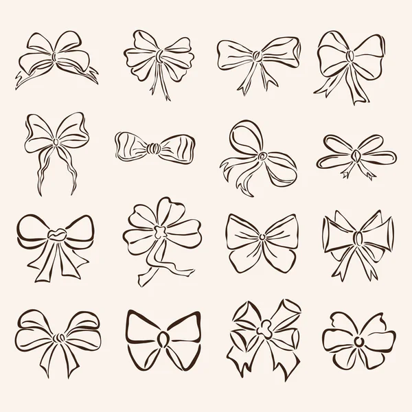 Set of 16 decorative bows — Stock Vector