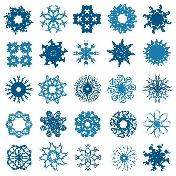 Set de 25 copos de nieve — Archivo Imágenes Vectoriales