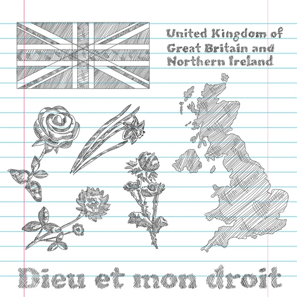 Florale Symbole des vereinigten Königreichs Großbritannien und Nordirland — Stockvektor