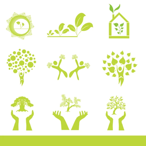 Set of 9 ecology icons — Stock Vector