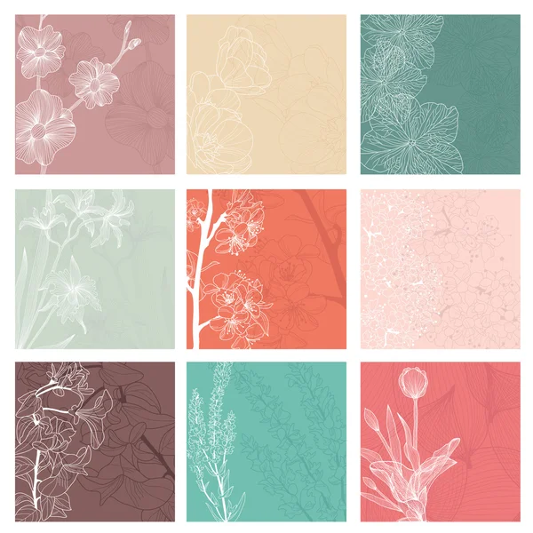 9 çiçek davetiyeleri set