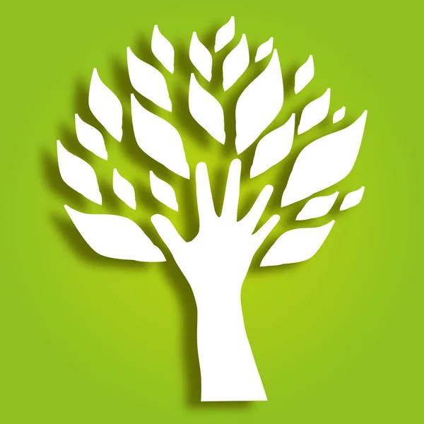Árbol de mano decorativo — Vector de stock