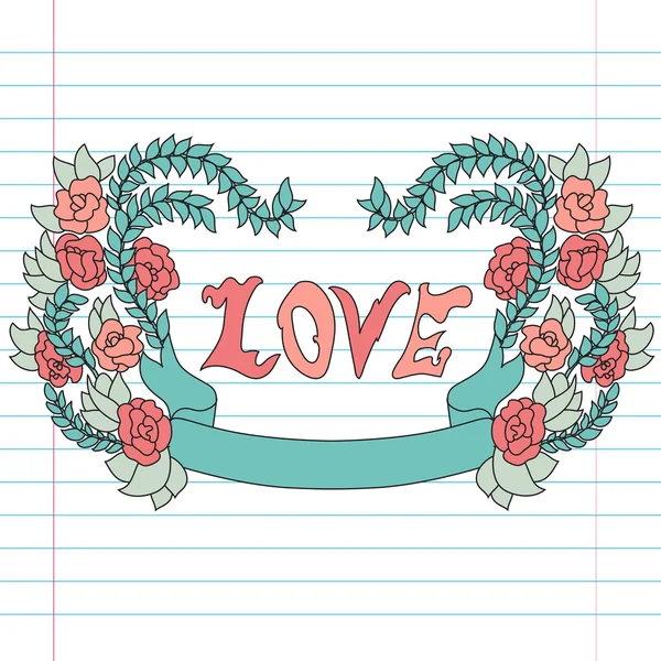 Banner de amor decorativo — Vector de stock