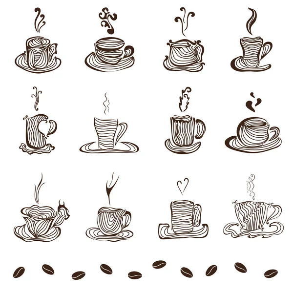 Joukko kahvikuppeja — vektorikuva