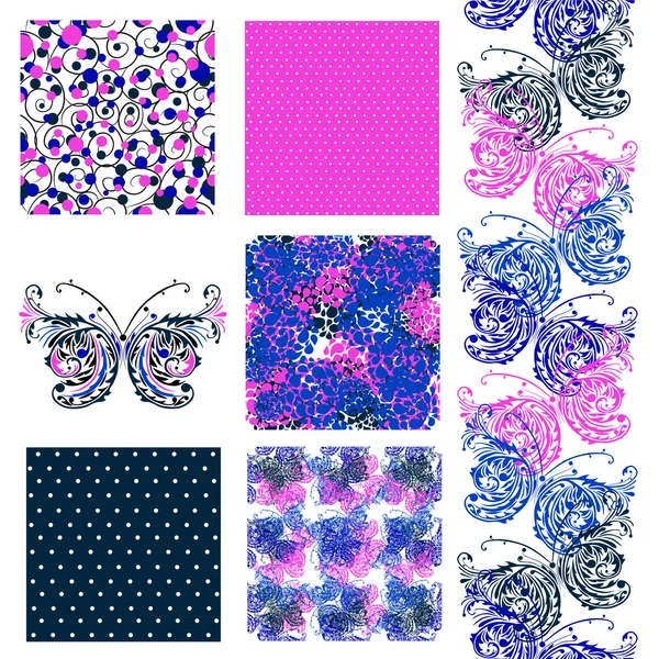 Seamless patterns set — Stock Vector