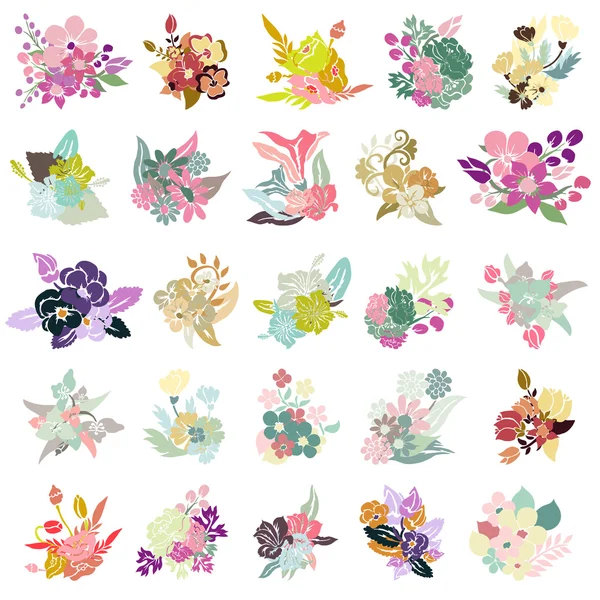 25 ramos florales — Vector de stock