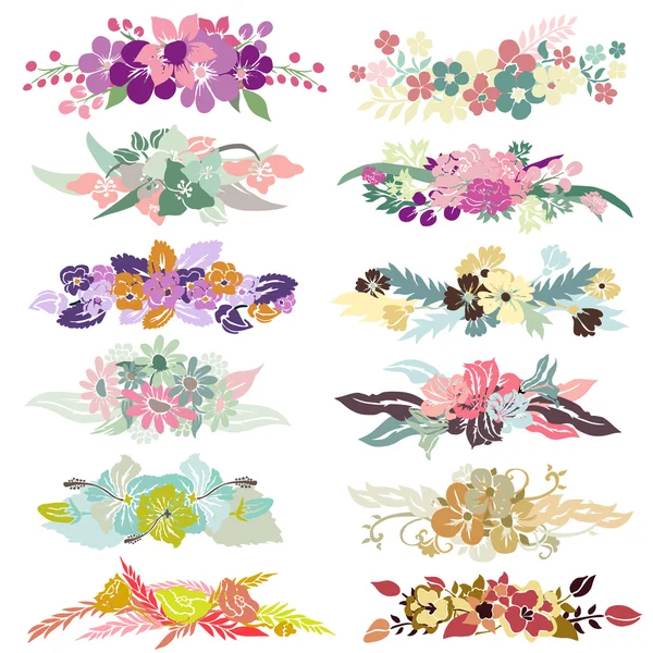 12 ramos florales — Vector de stock