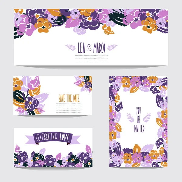 Conjunto de tarjetas florales — Vector de stock