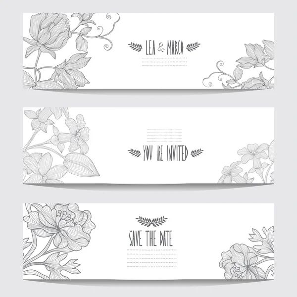 Set di carte floreali — Vettoriale Stock