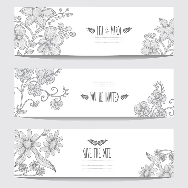 Conjunto de tarjetas florales — Vector de stock