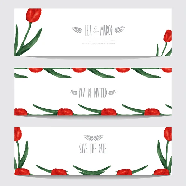 Set di carte floreali — Vettoriale Stock