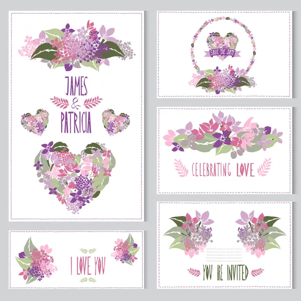 Set di carte floreali — Vettoriale Stock