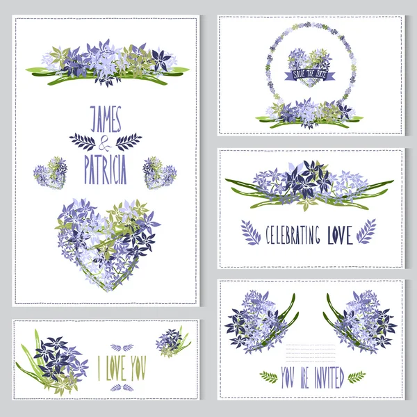 Conjunto de tarjetas florales — Vector de stock