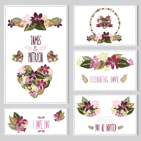 Set de cartes florales Graphismes Vectoriels