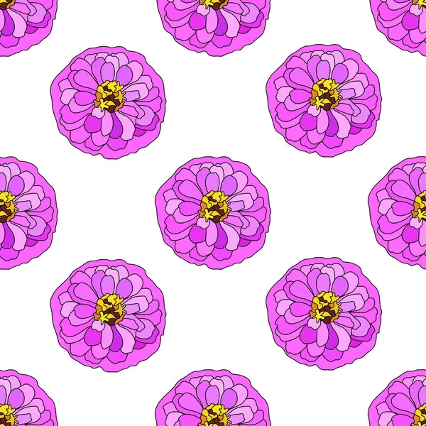 Elegante Naadloze Patroon Met Roze Zinnia Bloemen Design Elementen Bloemen — Stockvector