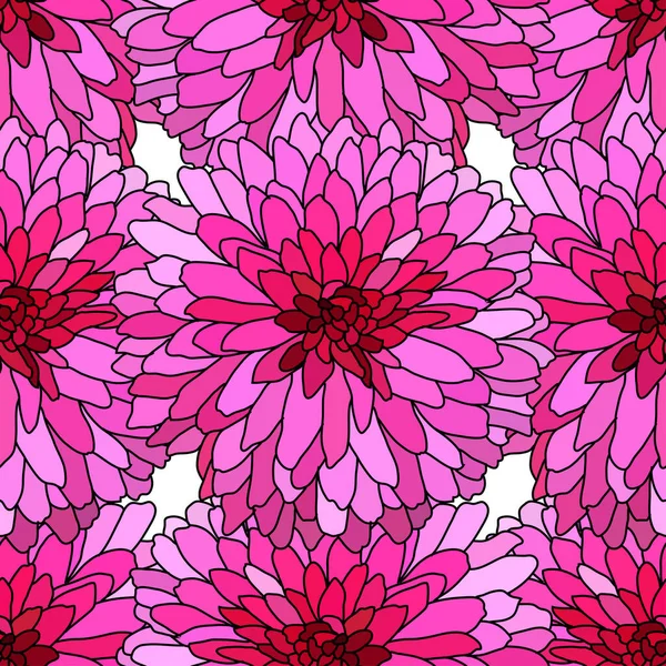 Elegancki Wzorzec Bez Szwu Różowymi Chryzantemami Kwiaty Elementy Projektu Kwiatowy — Wektor stockowy