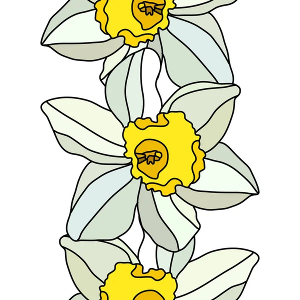 Elegant Seamless Pattern White Daffodil Flowers Design Elements Floral Pattern — Stock Vector