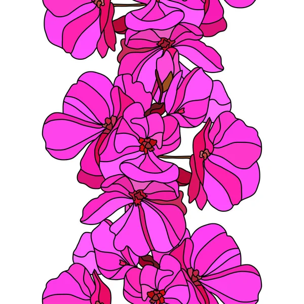 Elegantes Nahtloses Muster Mit Rosa Geranienblüten Designelemente Blumenmuster Für Einladungen — Stockvektor