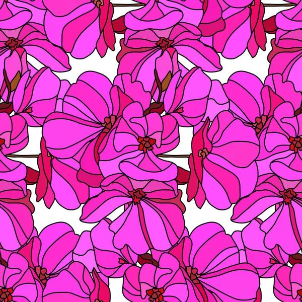 Elegante Naadloze Patroon Met Roze Geranium Bloemen Design Elementen Bloemen — Stockvector